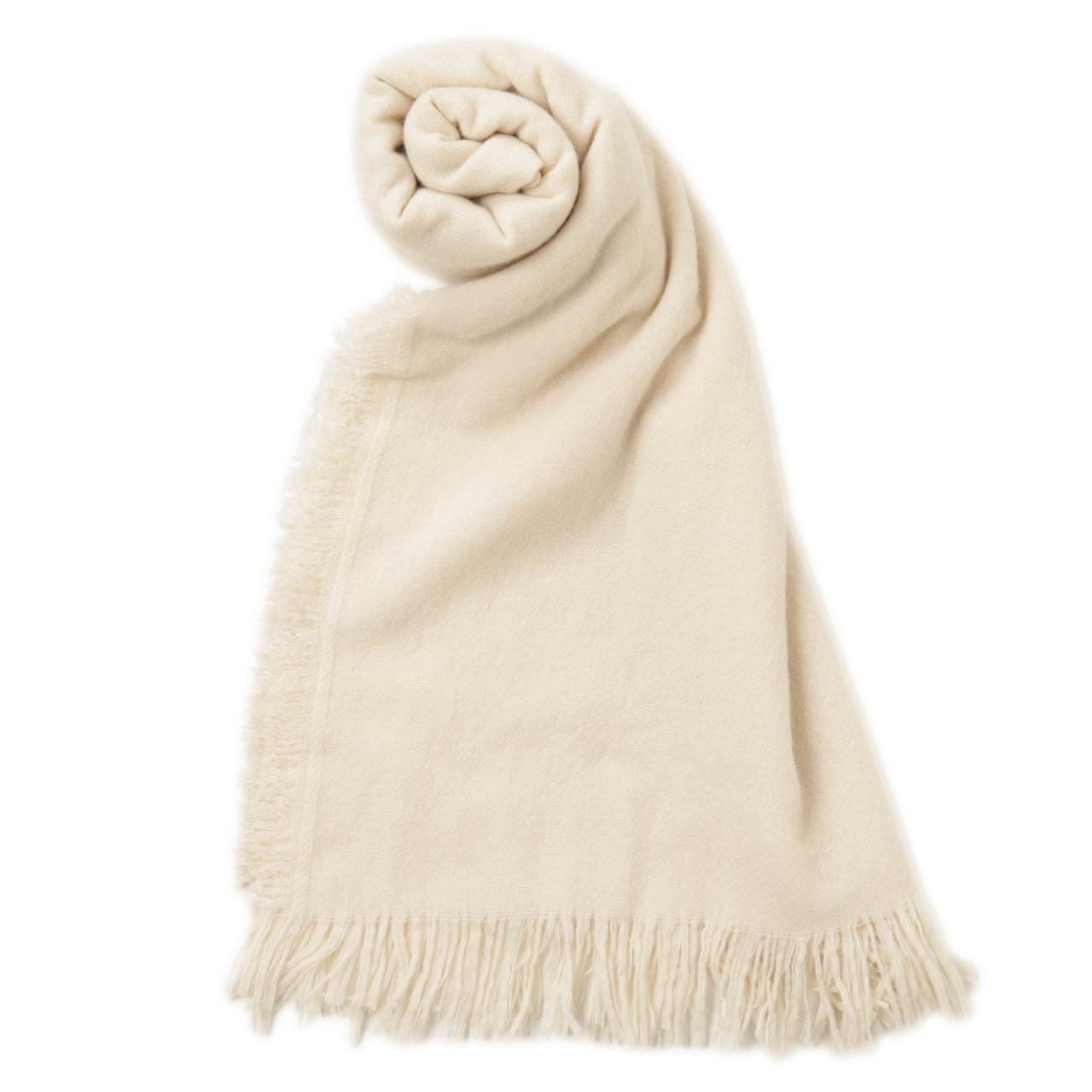 アソースメレ カシミヤ100%バスケットフリンジストール アイボリー